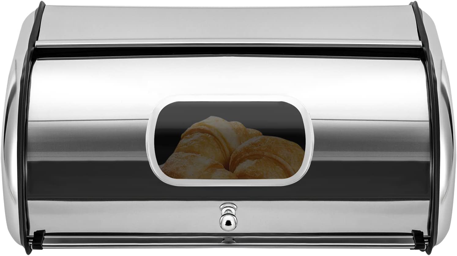 DreamsEden Edelstahl Brotbox Extra Groß – Brotkasten Mit Rolldeckel Für 2 Brote, 43x27x17,8 Cm