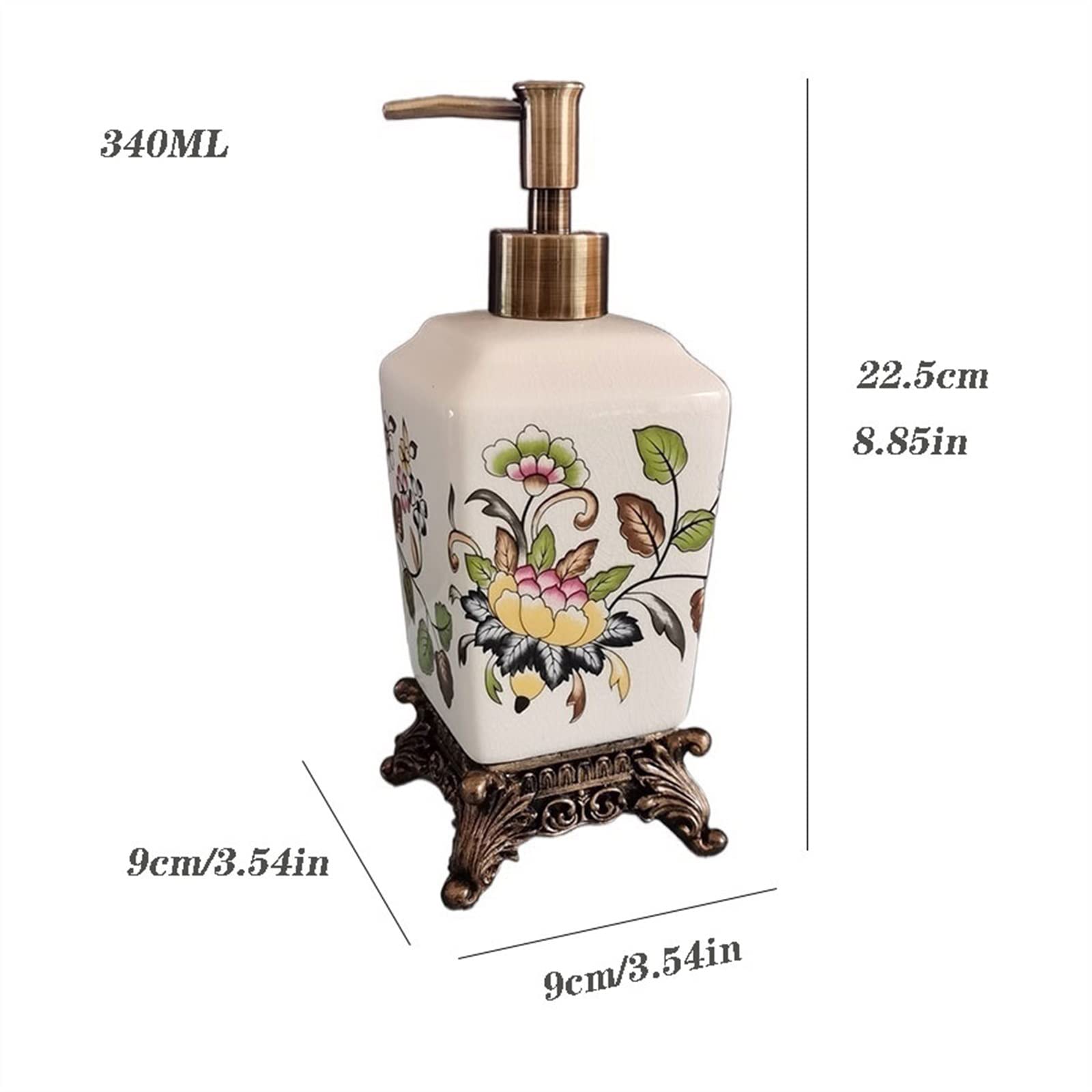 GRFIT Dosificador Jabon Dispensador de jabón de cerámica con Grietas Personalizadas de 340ML, Base de Resina de subbotella de loción Grande Retro dispensador champú (Color : A)