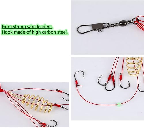 Miniatura 3 de anzuelo de pesca de carpa anzuelo trampa ganchos con alimentador de resorte aparejos de pesca de carpa gruesa