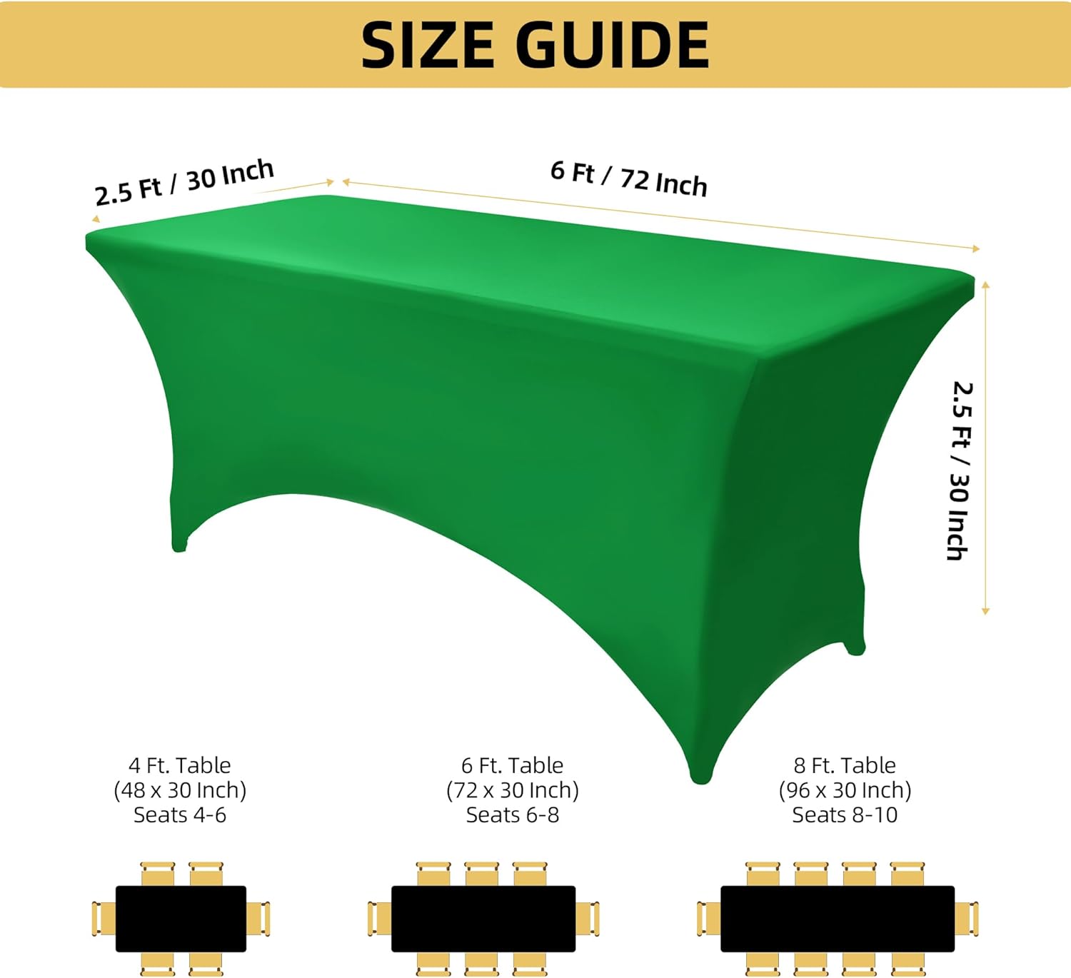 Spandex Table Covers for Rectangular Folding Tables - Wrinkle Resistant