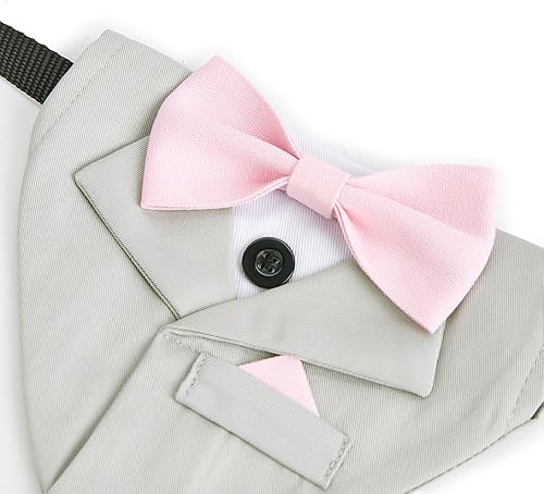 Vista 34 de Bandana de boda para perro, collar formal de esmoquin ajustable para perro con lazo, ropa de boda pequeña, mediana y grande, regalos de cumpleaños