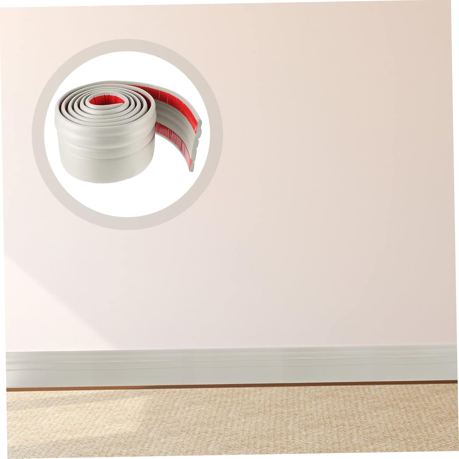 TEHAUX Vinyl Floor Molding Grey Baseboard Trim 2m Roll Adhesive Wall Base Molding Easy Peel Stick
