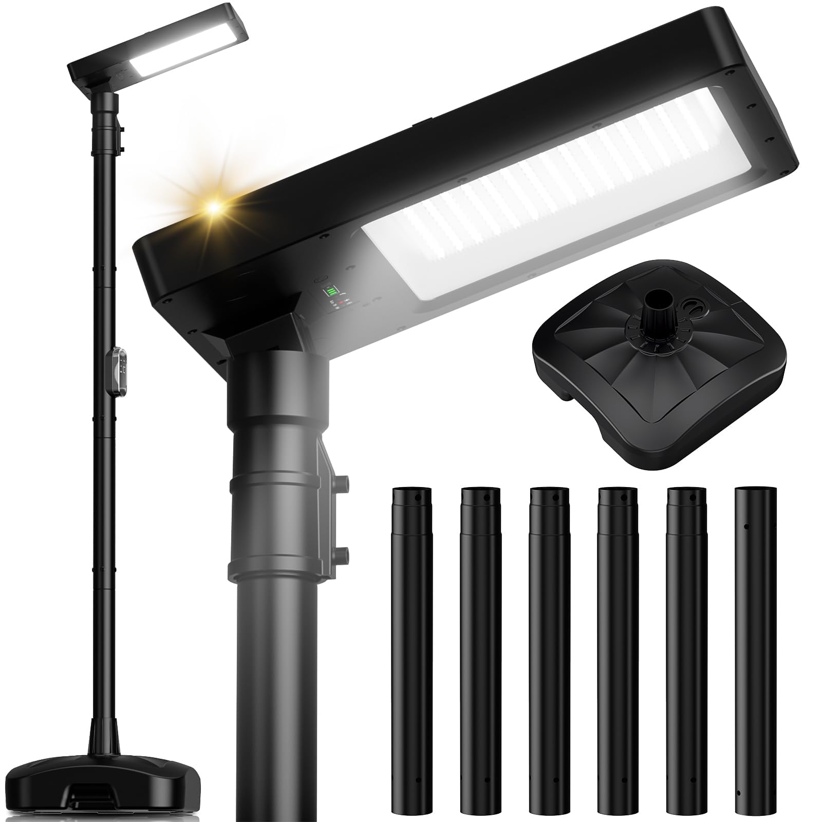 102 Solar Lamp Post Lights with Pole Water Box Base Outdoor IP65 Waterproof 3800LM 420 LEDs Solar Street