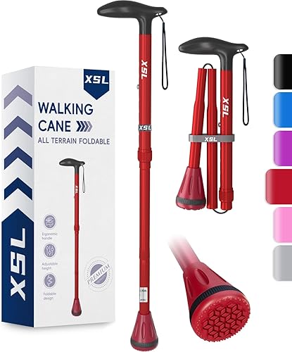 Miniatura 7 de XSL Walking Cane - Foldable, Adjustable, Collapsible Walking Canes for Men & Women, Heavy Duty All Terrain Tip, with Travel Bag Portable Walking