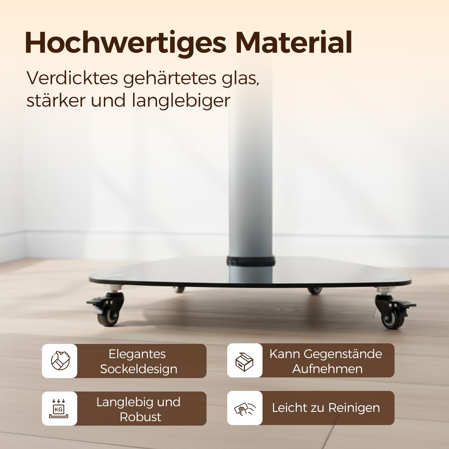 JAV Interaktives Whiteboard Ständer Mobiler Smart Board Ständer Rollbar für 32-55 Zoll Tragbarer Smart Screen mit 4 Feststellbare Räder Höhenverstellbar Bodenständer für Büro Klassenzimmer Zuhause