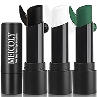 Vista 13 de MEICOLY Lápiz de Ojo Negro Verde, Pintura Facial de Bruja de Camuflaje Verde, Pintura Corporal y Facial a Prueba de Agua para Béisbol, Softbol