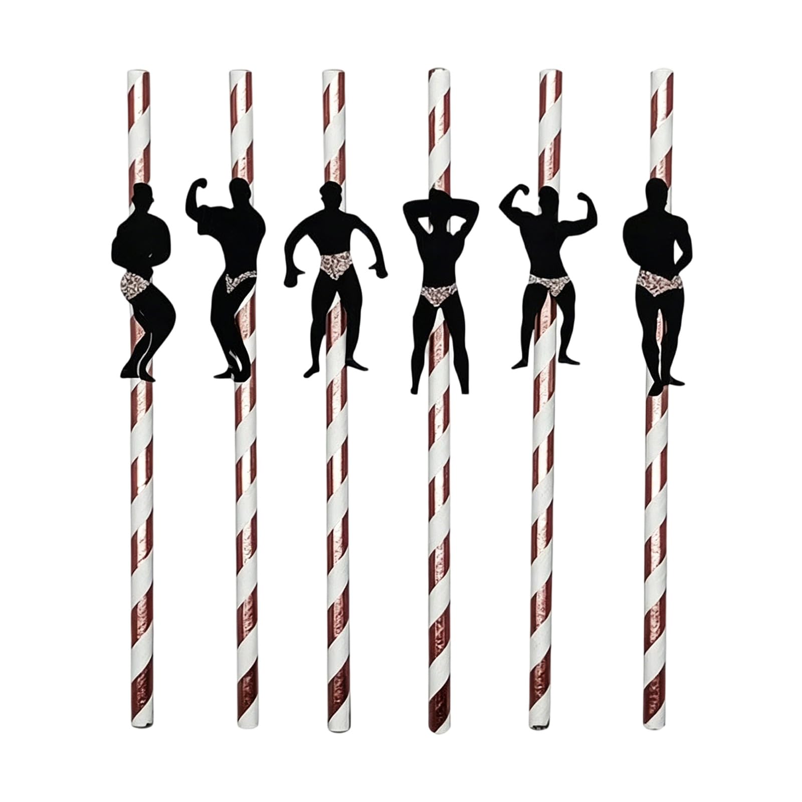 Bodybuilder Party Straws 6 Piece Paper Drink Decoration Set with Figure Cutout Accents for Cocktail Party Tables Bodybuilder Straws Paper Drink Decoration Figure Cocktail Mocktail Cup Decor Novelty
