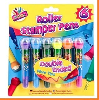 JMS we create smile 5PC CREATIVE ART BOX CRAFT DOUBLE ENDED ROLLER STAMPER MARKER PEN SET STAMP