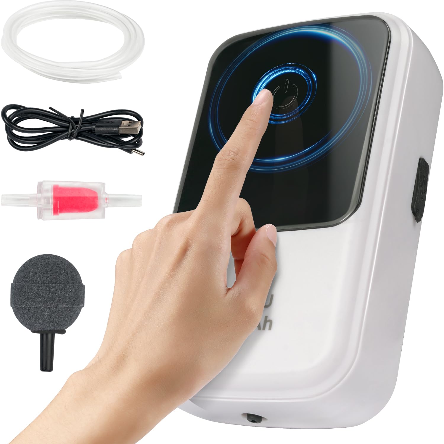 Ghosthorn Aérateur rechargeable silencieux double mode de fonctionnement pour poissons, pompe à air d'aquarium de grande capacité avec clip universel pour la plupart des seaux d'appâts