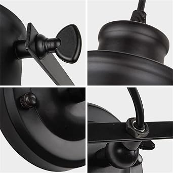 2 Pack Black Industrial Vintage Wall Lamps, E27 LED Indoor Wall Lights with Pull Cord Switch, Adjustable 180° Swing Arm for Bedroom, Cafe, Living Room [Energy Class A+++]