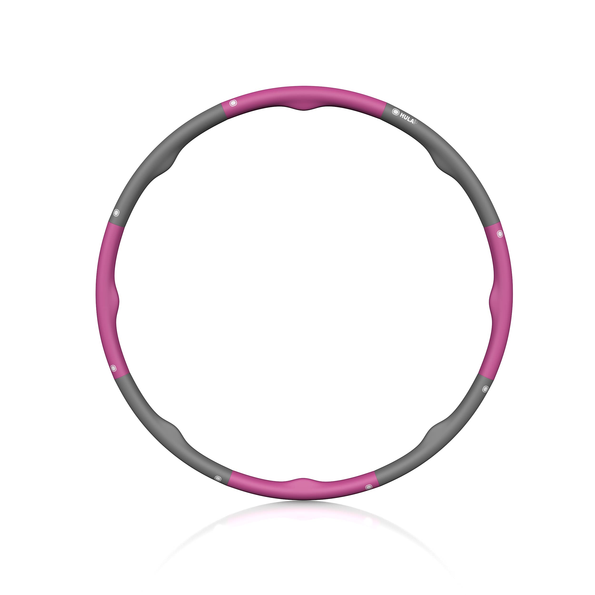 HEGG HULABEE Professioneller Hula-Hoop-Reifen zum Abnehmen leicht gemacht, 8 Elemente, universell anpassbar, Workout & Training für Erwachsene und Kinder, Blau/Grau