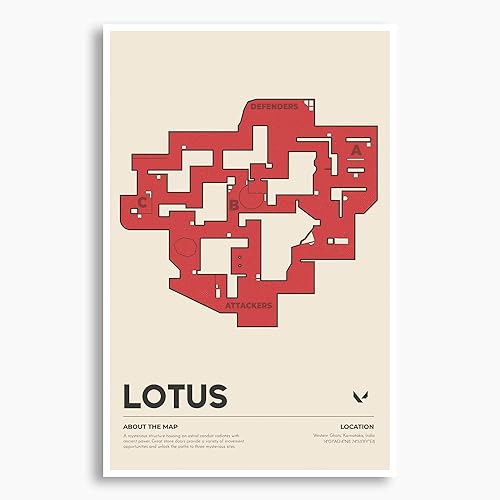 Miniatura 2 de Lotus Map Poster, Unframed, Premium Photo Paper - Perfect Decor for Gamers (8"x10", Blue)