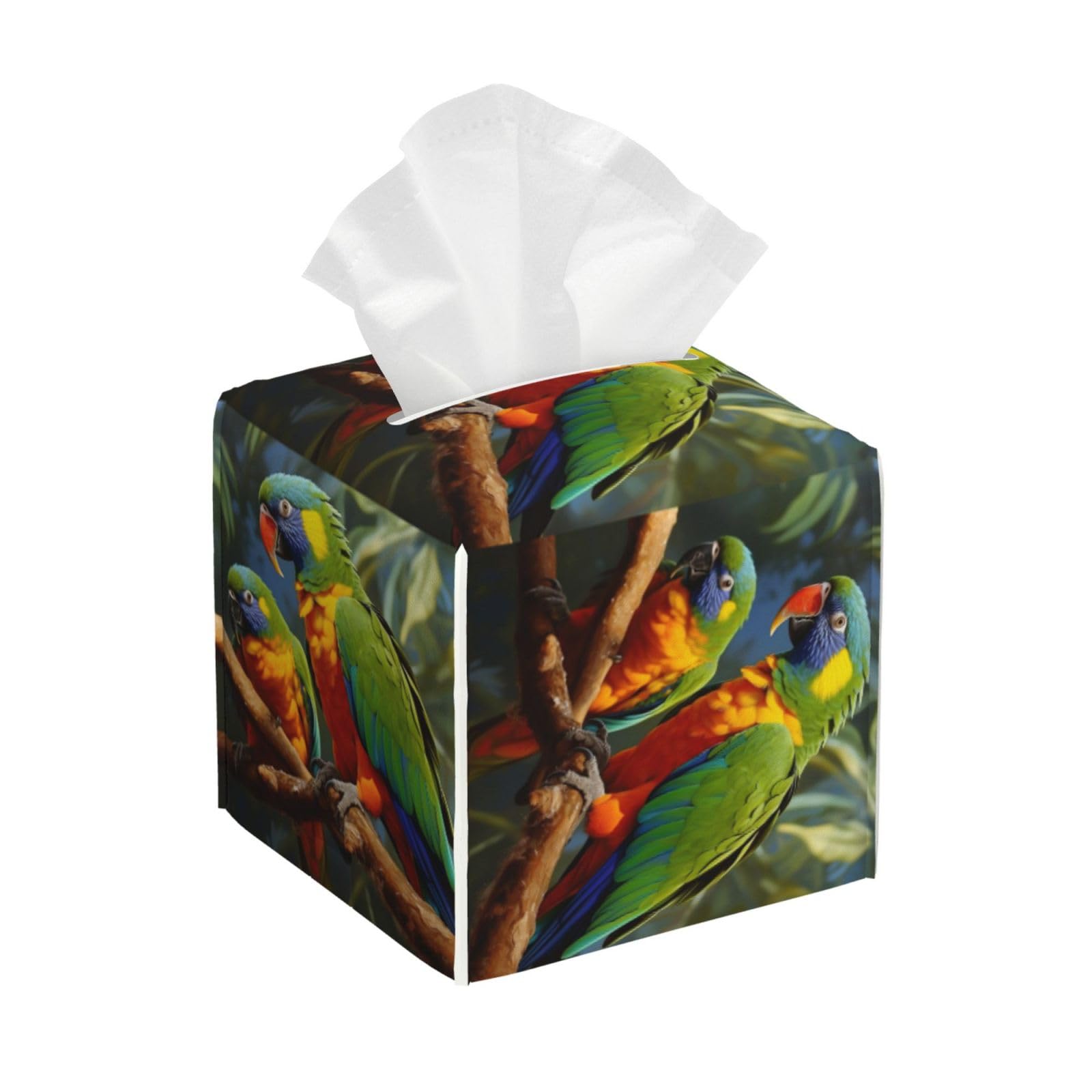 Bird Parrot Painting Tissue Box Cover Square Cube Boxes
