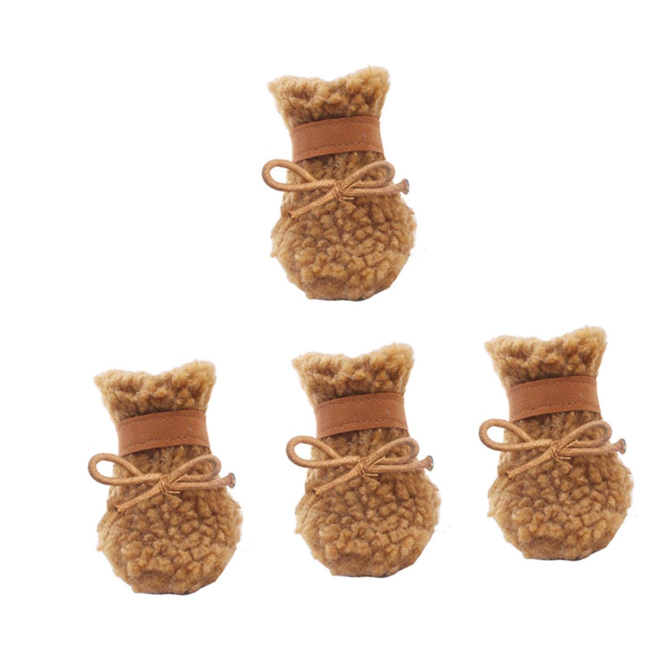 Angoily 12stücke Hundeschuhe Winter rutschfeste Plüsch-pfotschuhe Für Hunde Und Warm Braun Für Outdoor-aktivitäten Und Pfotenschutz Bei Kaltem Wetter