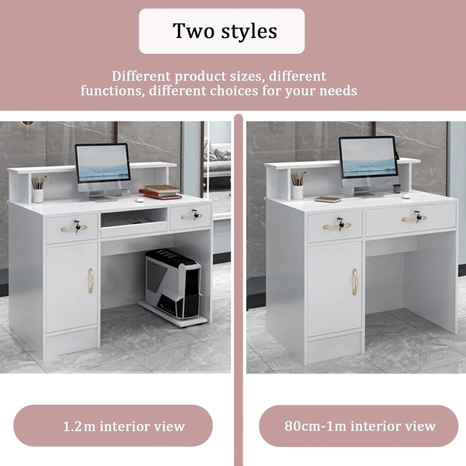 Reception Desk, Double Layer Front Desk Reception, Front Counter Table with Display Shelf and Lockable Drawers, Standing Retail Checkout Counter Table(Green,31.4"x19.6"x39.3")