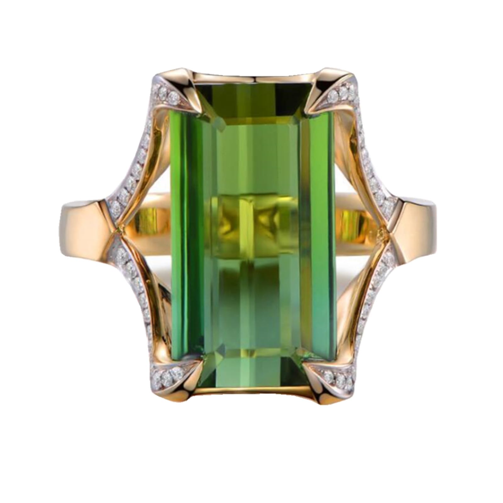 Emerald Engagement Ring, Inlaid Zircon, Fashion Green Faux Gemstone Women's Finger Ring, Personalized Set, Size 7.5