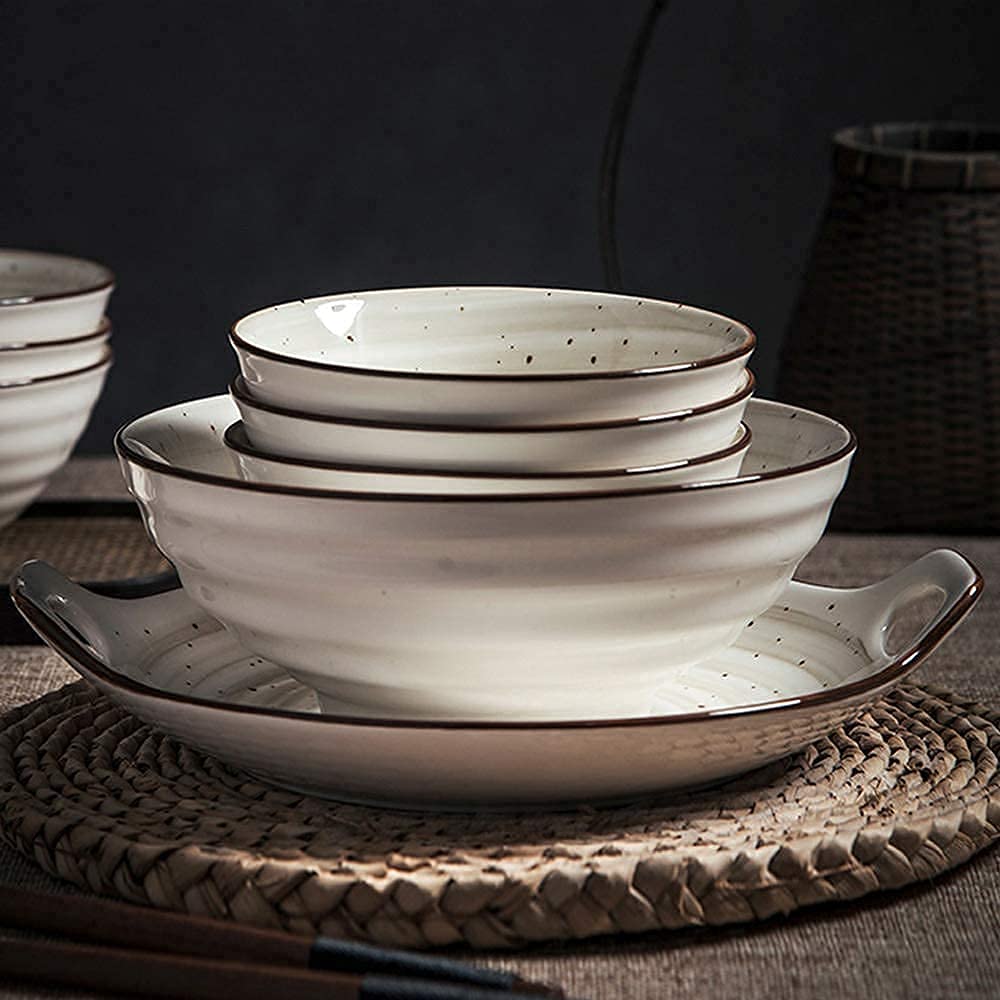 27-częściowy nordycki ceramiczny zestaw zastawy stołowej szara zastawa stołowa z miseczkami naczynia i łyżki – eleganckie połączenie prezentów do nowoczesnej jadalni
