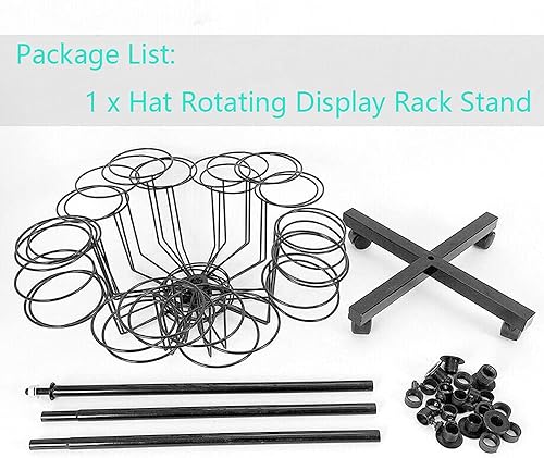 Miniatura 4 de Monipa - Soporte giratorio para sombrero, 7 niveles, 35 sombreros, soporte de metal ajustable, organizador de sombreros, organizador de sombreros,