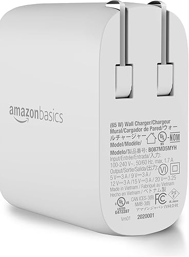 Miniatura 2 de Tienda Basics - Cargador de pared USB-C GaN de 65 W con un puerto para laptops tablets y teléfonos y con carga rápida power delivery color blanco