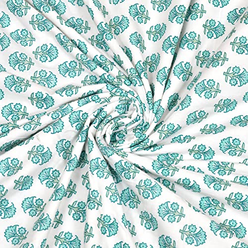 Image of BLOCKS OF INDIA 100% Cotton Dohar King Size Reversible Hand Block Printed Malmal Summer Dohar /Blanket (Color 6)