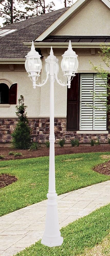Livex Lighting 7710-14 Outdoor Post Light with Clear Beveled Glass Shades, 84" x 22", Black