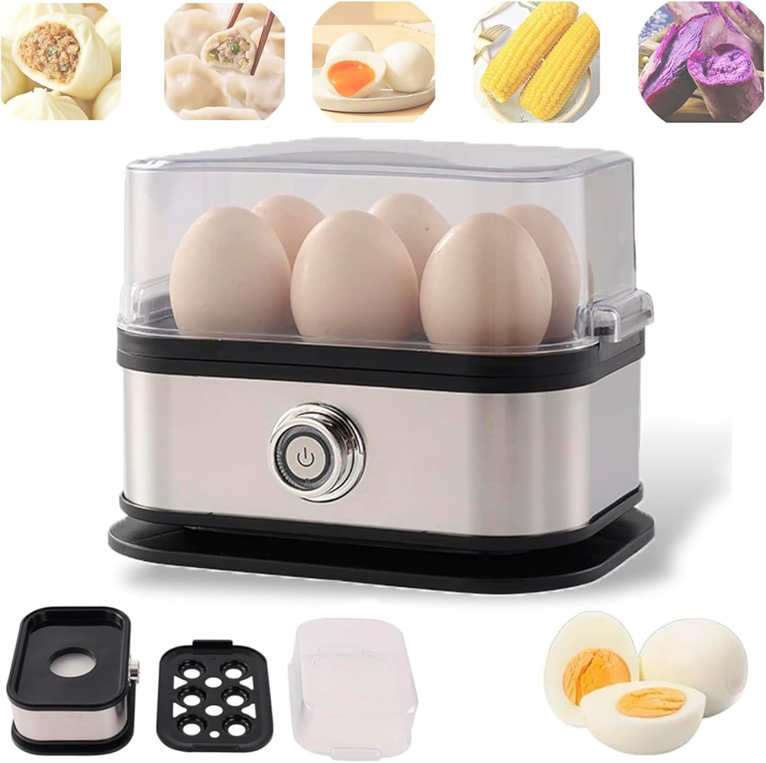 Cocedor de huevos para evitar yemas verdes y cáscaras rotas con apagado automático y alarma