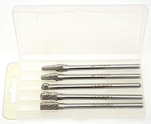 Miniatura 7 de Juego de 5 rebabas de carburo extra largas de carburo Rotery Burr File Double Cut 1/4 pulgadas Shank Long Burr Bits para troquelado