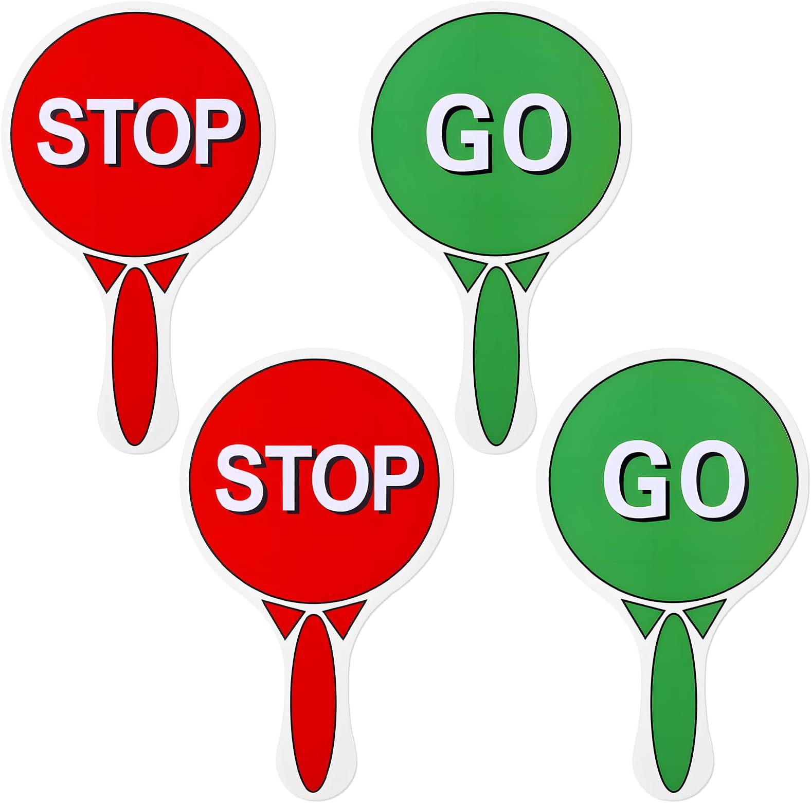 4pcs Stop Go Traffic Sign Stop and Go Sign with Handle Double Sided Waterproof Crossing Guard Red Green Light Signs for Guiding Teaching Traffic Safety Garage