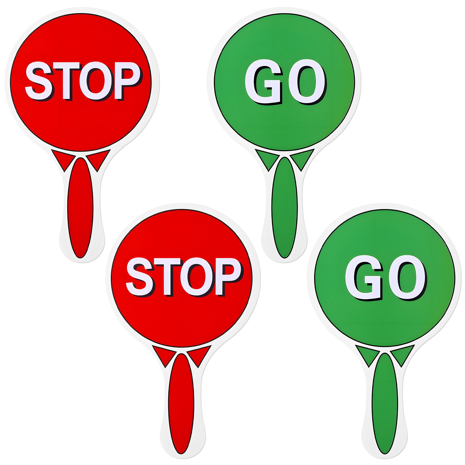 4pcs Stop Go Traffic Sign Stop and Go Sign with Handle Double Sided Waterproof Crossing Guard Red Green Light Signs for Guiding Teaching Traffic Safety Garage