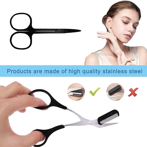 Miniatura 6 de Ptiysta Juego de recortadora de cejas 6 en 1, herramienta de belleza exfoliante El kit de tratamiento de cejas incluye tijeras para cejas, peine