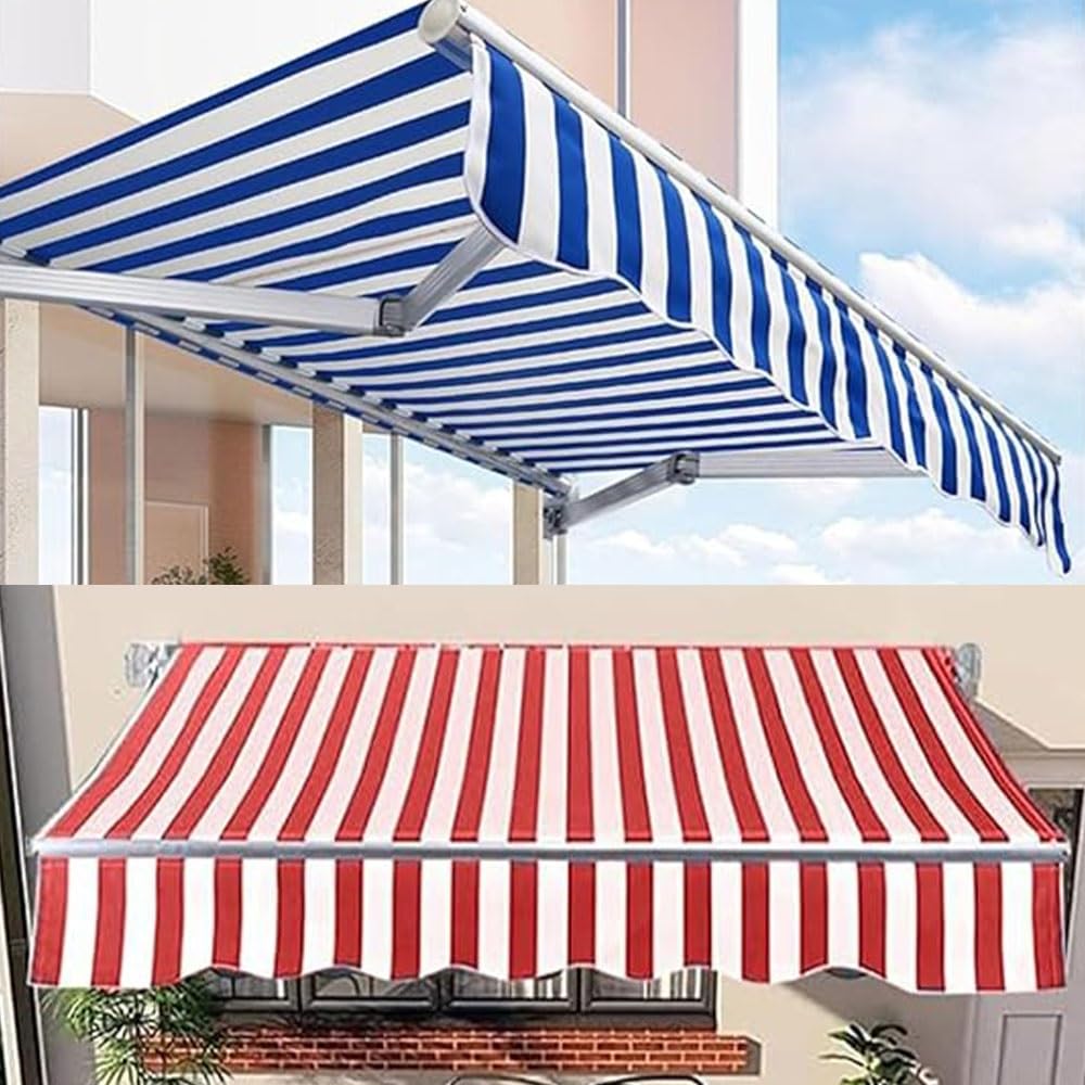 Zapasowa tkanina markizy do patio wysuwana markiza 3 x 2,4 m, 2,4 x 2,1 m, 3,7 x 3 m, wodoodporna, niebieska, poliestrowa osłona przeciwsłoneczna (5,5 x 2,5 m)
