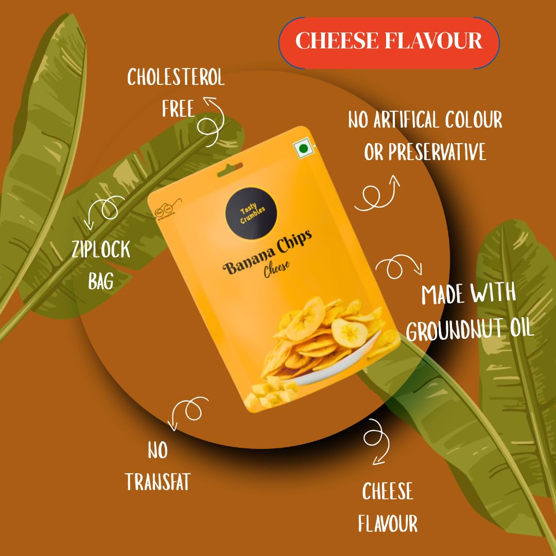 Tasty Crumbles Banana Chips, Salted and Cheese Flavoured Combo, 400g, Pack of 2(Each 200g) 4