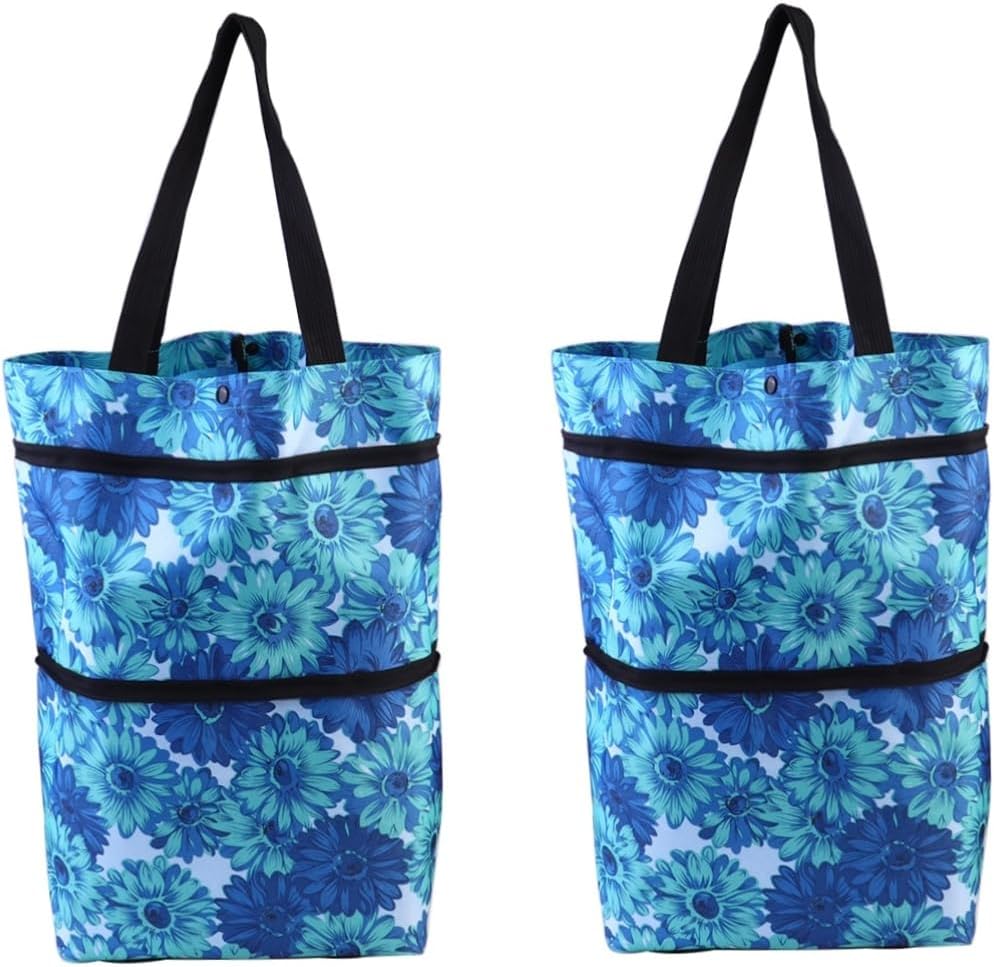STOBOKSTOBOK Folding Rolling Cart 2pcs Reusable Pulling Flowering Dollies Cloth Pattern with Folding Held Climber Supermarket Storage Household Dot Stair Wheels Wheel Practical Foldable Tote