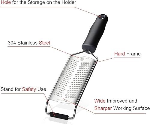 Miniatura 6 de ISZW Lemon Zester Rallador - Acero inoxidable 2 en 1 hoja ancha con mango y cubierta protectora para queso, cítricos, jengibre, ajo, nuez moscada,