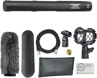 AT875R Short Shotgun Microphone with Shockmount + Windshield + 20ft XLR Microphone Cable + Cleaning Cloth (5 Items)