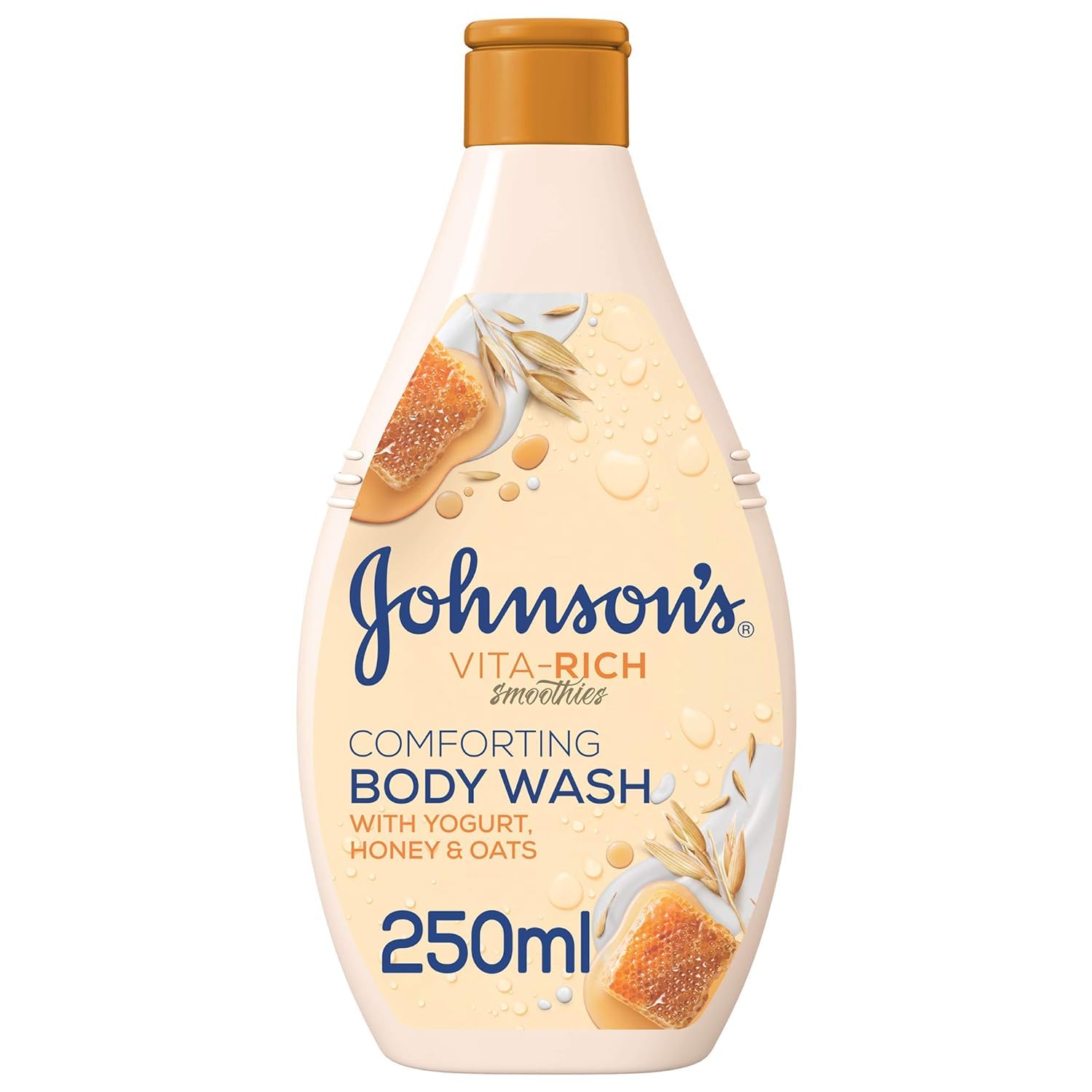 Johnson & Johnson Body Wash - Vita-Rich, Smoothies, Comforting, Yogurt, Honey & Oats, comforting body wash, light-weight and non-greasy, 250ml