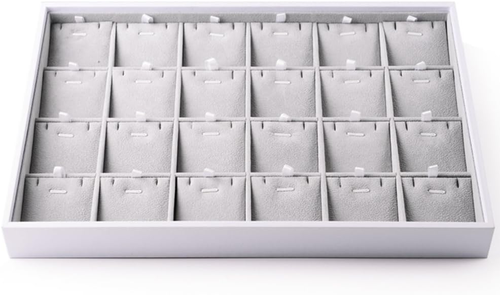 Oirlv Velvet Stackable Jewelry Trays Pendant Display Organizer Storage Tray (24 Grids Pendant)