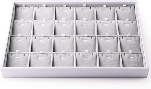 Oirlv Bandejas apilables de terciopelo para joyas, organizador de exhibición, bandeja de almacenamiento (colgante de 24 rejillas)