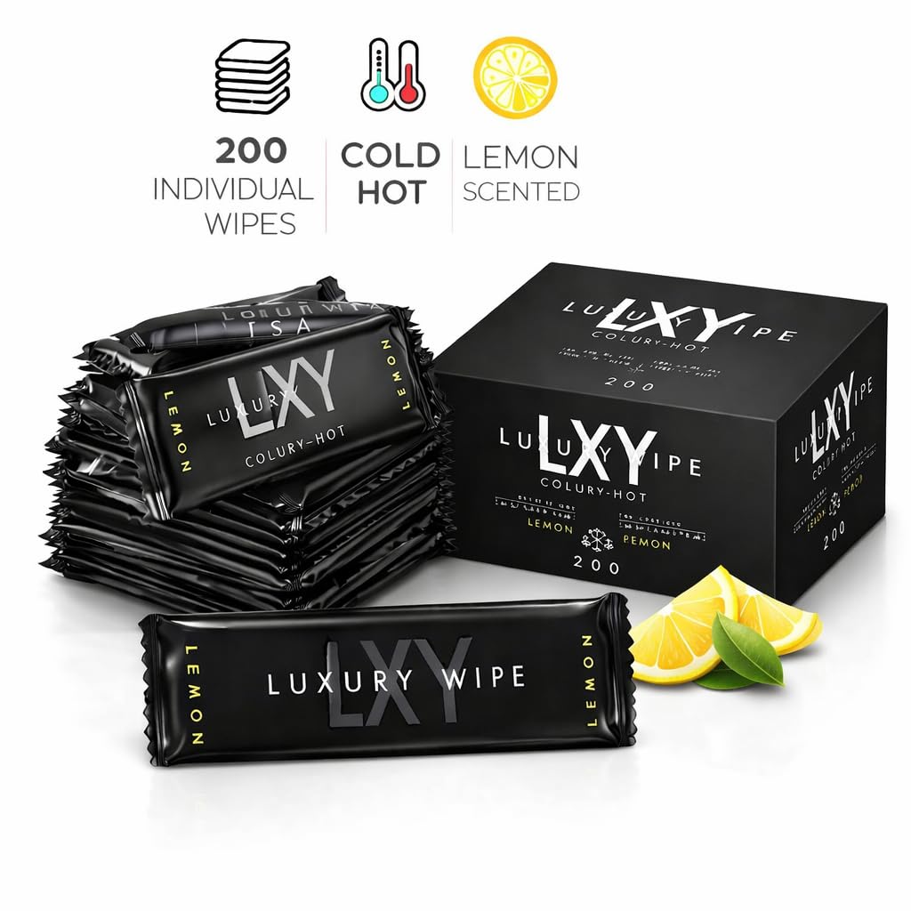 Lingettes citron humides - Boîte de 200 unités - Lingettes rafraîchissantes pour mains