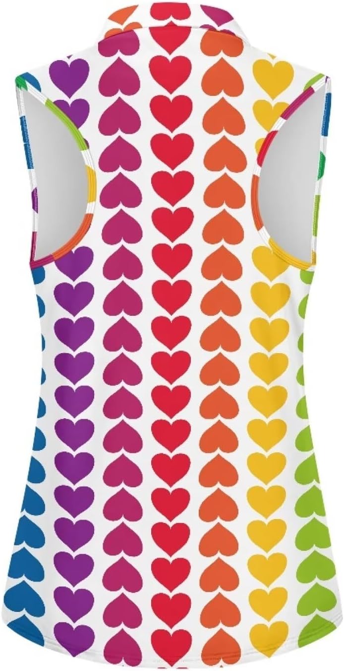 Women's Sleeveless Golf Shirts Quarter Zipper Tennis Tank Tops Racerback with Collar Quick Dry Athletic Shirt