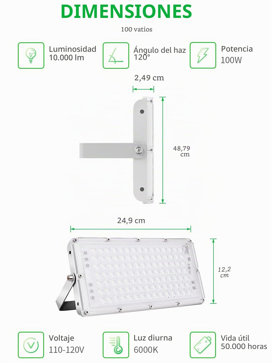Viugreum 4 * 100W Foco Led Exterior, 10000LM Blanco Frío 6500K Foco Proyector LED 100W, IP66 Impermeable Luz de Seguridad, Led Floodlight para Jardín, Taller, Garaje[Ultrafino]