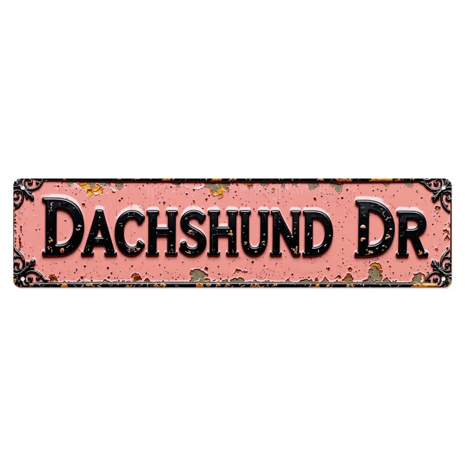 Dachshund Dr Street Sign Pattern Metal Tin Sign Plaque