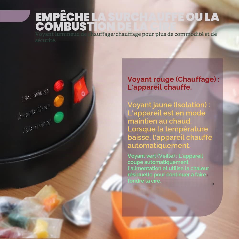 TOAUTO Fabrication de bougies, conteneur de fonte de cire électrique contient 8L de cire fondue avec noyau chauffant, bec et design de fond pour entreprise commerciale de bougies
