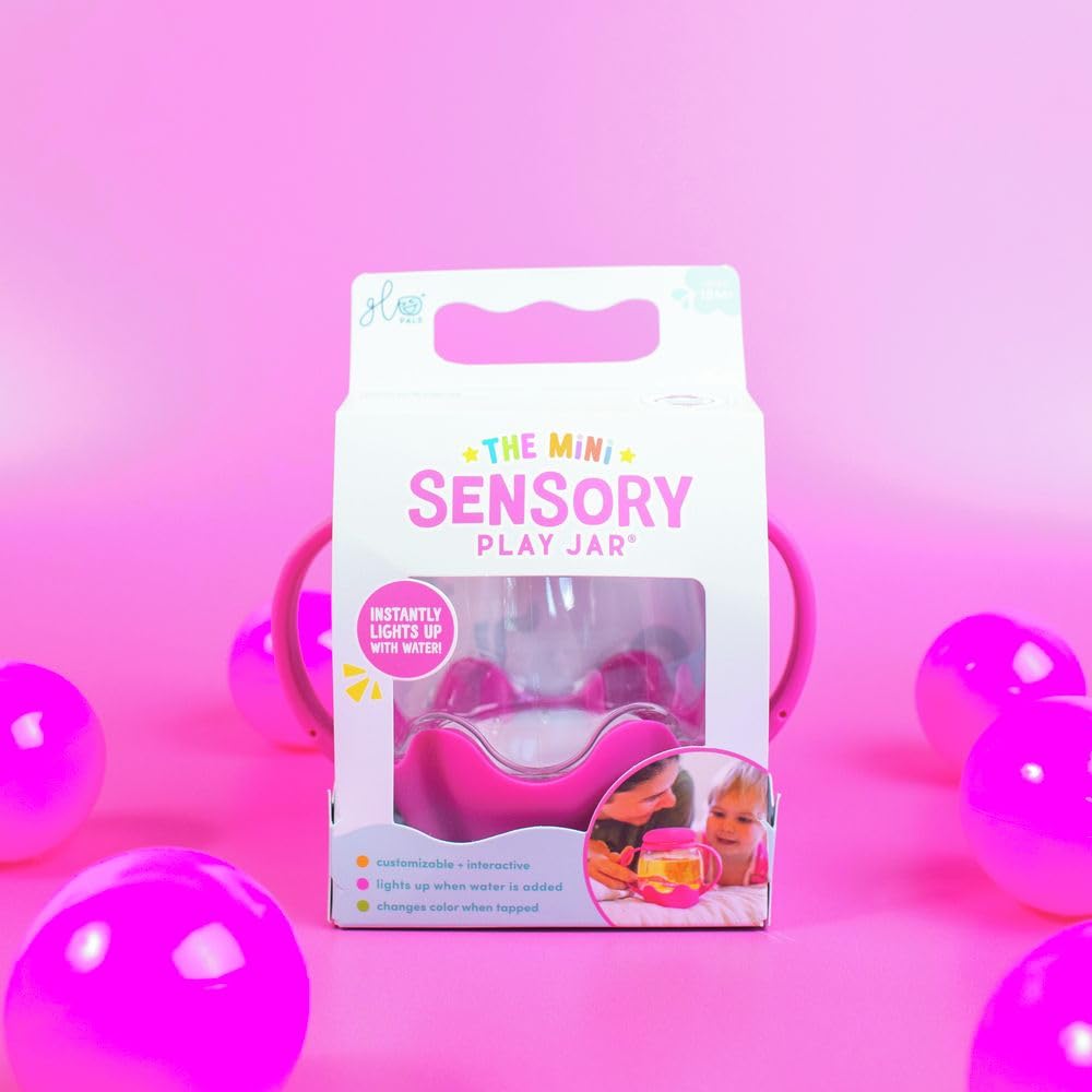 Glo Pals Sensory Play Mini Jar Pink. Children's Water Activated Light-up Sensory Toy. Easy Grip Handles. Child-proof Locking Lid. Therapy Stress Relief Toy. Suitable for Boys & Girls 18 months +.