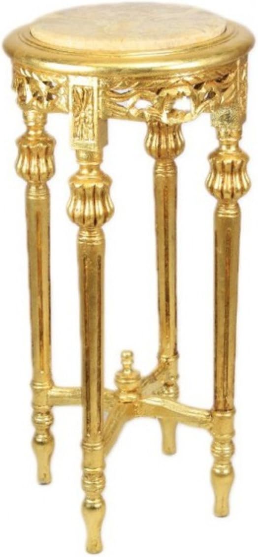 Casa Padrino Baroque table with a cream marble top Round Gold 70 x 35 cm antique style