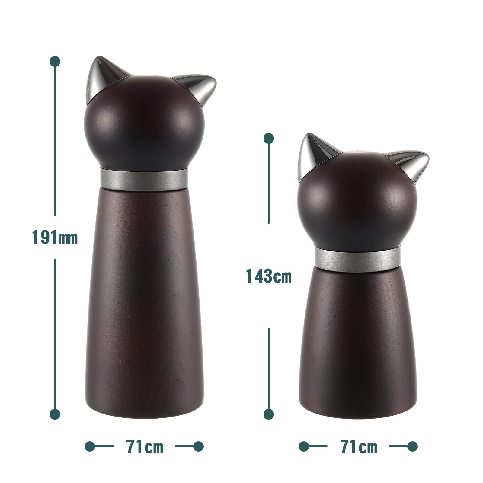 Amazon | VKCHEF ペッパーミル 木製 岩塩 ミル 猫のデザイン 2個セット 