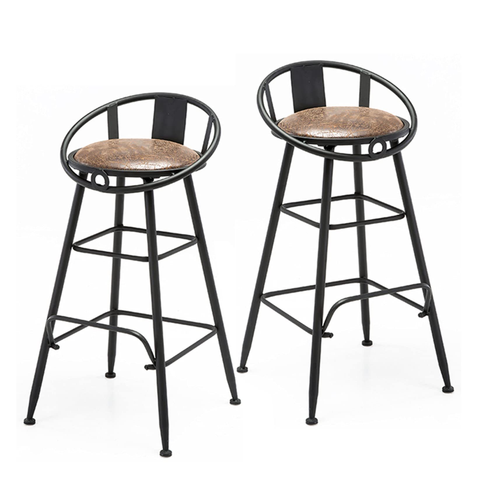 Industrial 29.5" Bar Height Stool Chairs Set of 2 for Kitchen, Cafe Dinner, Pub