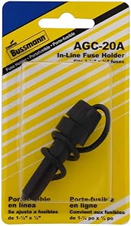 Bussmann HMJ Black In-Line Glass Fuse Holder with SFE-20 Fuse - 32V/20A with #14 Lead wire, 1 Pack