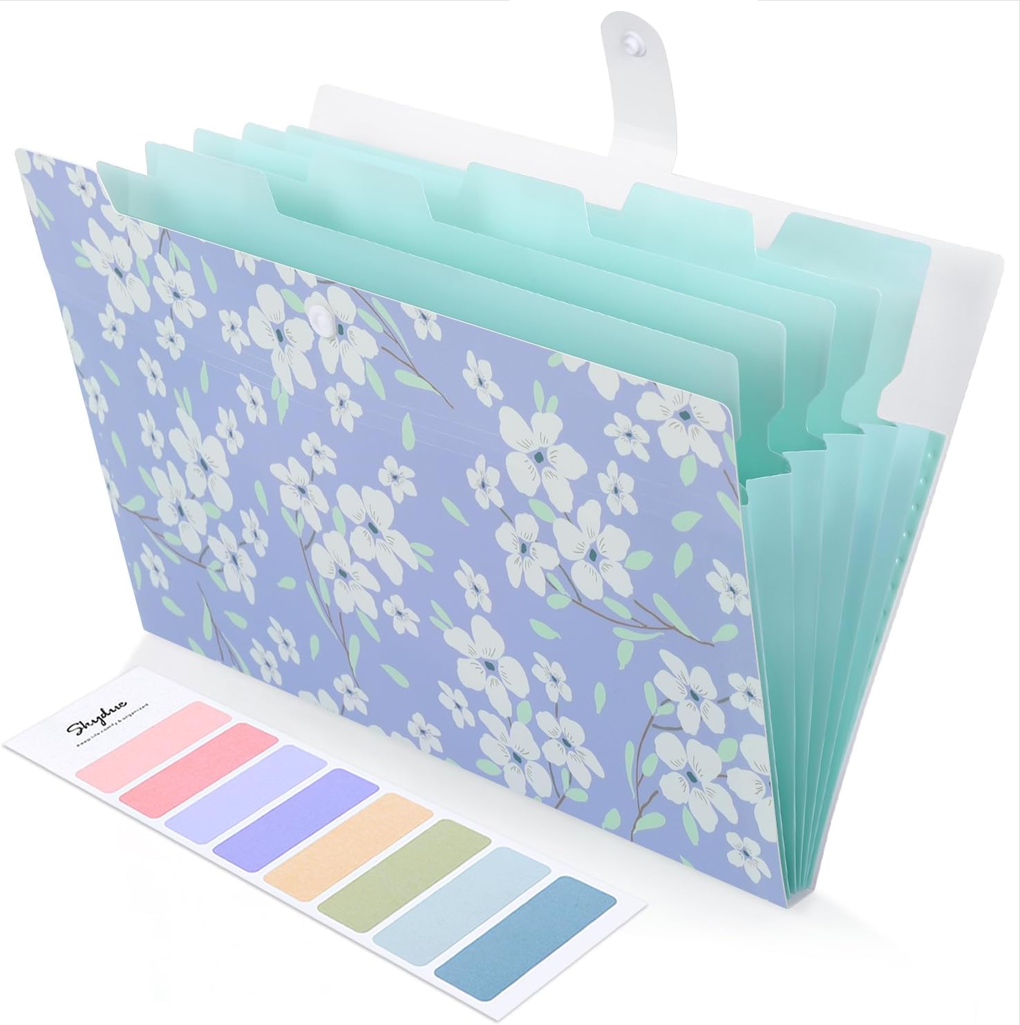 Expanding File Folder with 6 Pockets, Floral Accordion File Organizer for Important Document, Expandable Receipt Paper Holder, School Office Supplies Purple