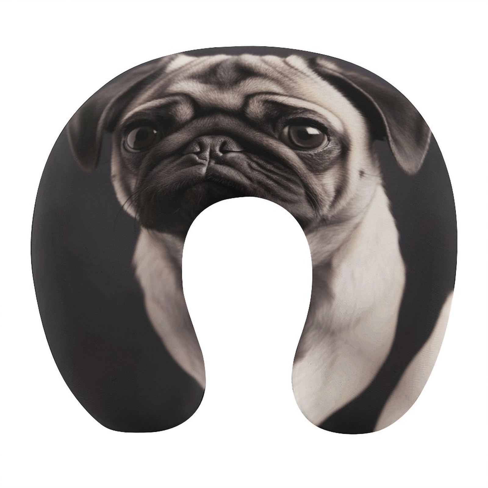 MUSM Pug Travel Pillow for Sleeping Comfortable Portable U Shaped Pillows for Airplane Car Train Lightweight Memory Foam Neck Pillow for Home Office Travelling